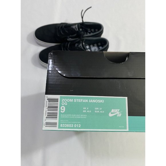 New Mens Size 9 Black White Nike SB Zoom Stefan Janoski OG Skate Shoes main image 10